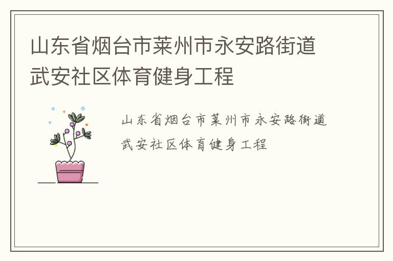山东省烟台市莱州市永安路街道武安社区体育健身工程