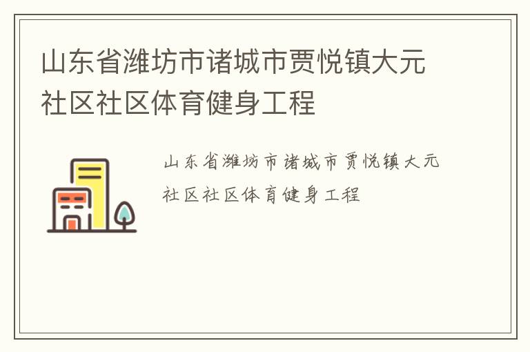 山东省潍坊市诸城市贾悦镇大元社区社区体育健身工程