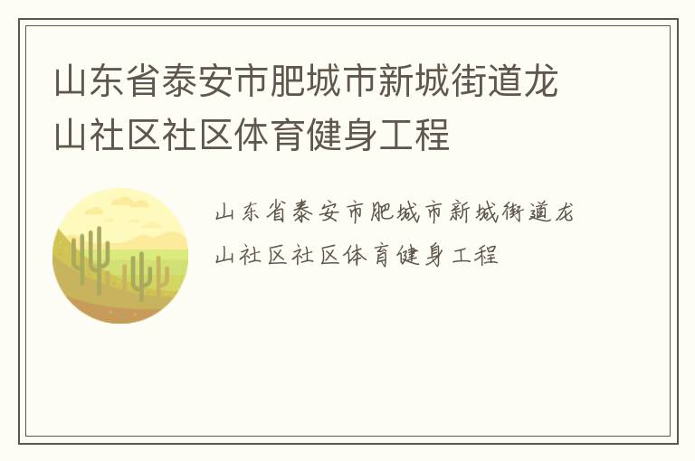 山东省泰安市肥城市新城街道龙山社区社区体育健身工程