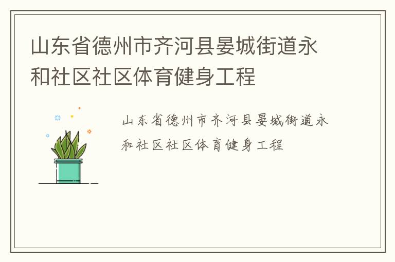 山东省德州市齐河县晏城街道永和社区社区体育健身工程