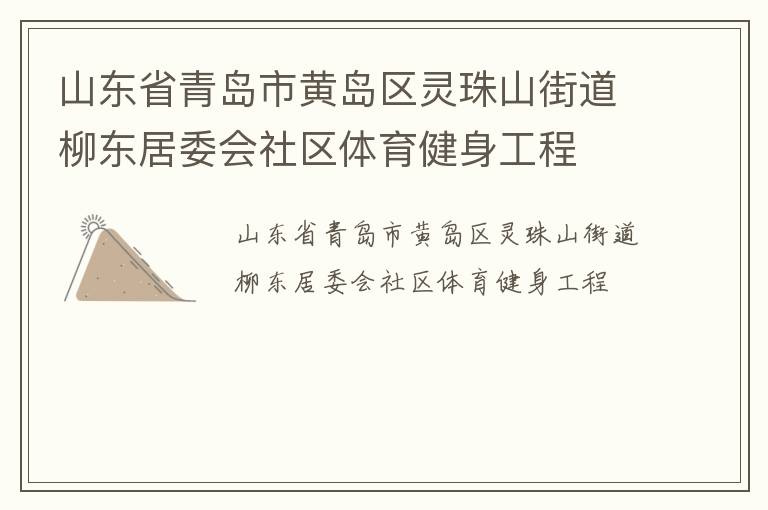 山东省青岛市黄岛区灵珠山街道柳东居委会社区体育健身工程