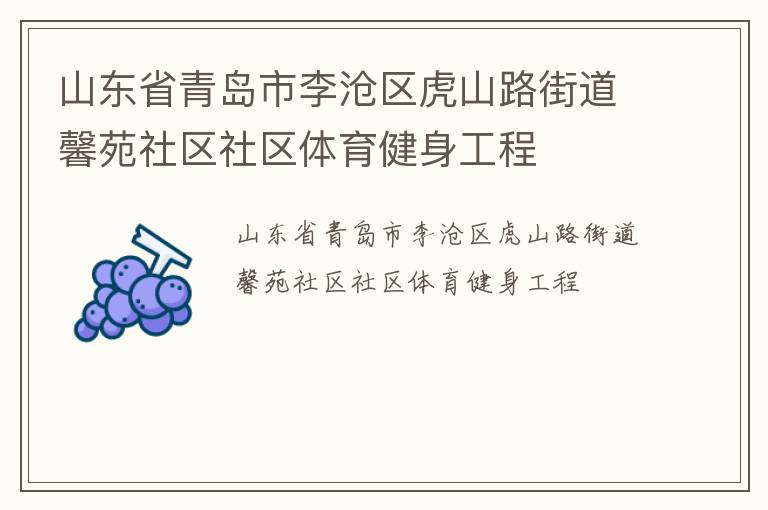 山东省青岛市李沧区虎山路街道馨苑社区社区体育健身工程