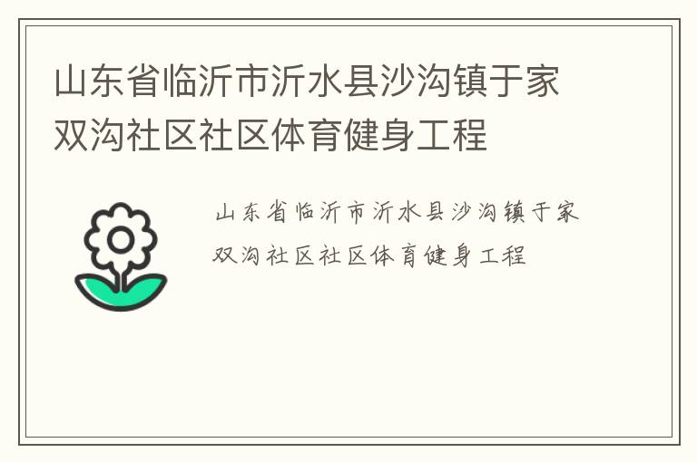 山东省临沂市沂水县沙沟镇于家双沟社区社区体育健身工程
