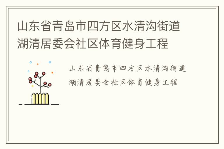 山东省青岛市四方区水清沟街道湖清居委会社区体育健身工程