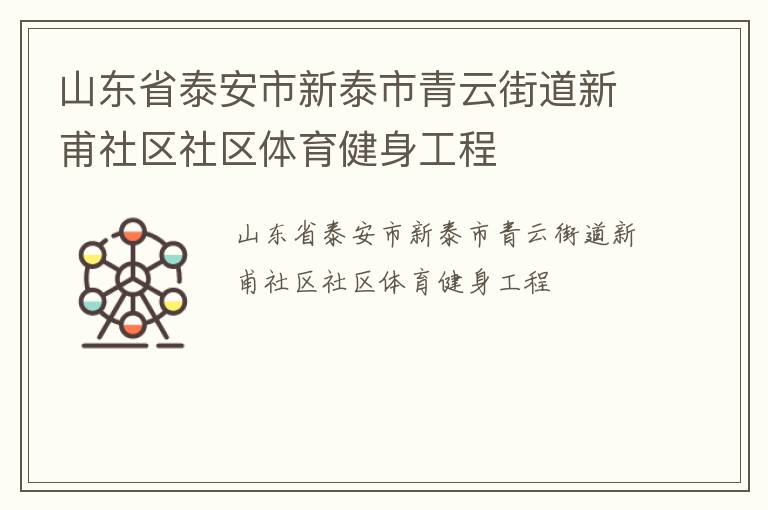 山东省泰安市新泰市青云街道新甫社区社区体育健身工程