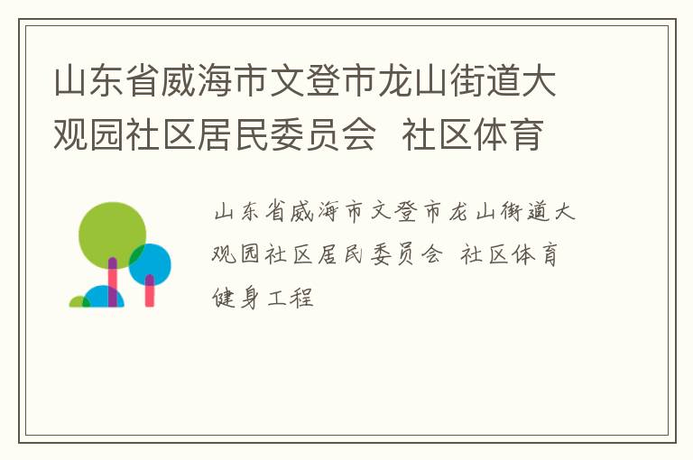 山东省威海市文登市龙山街道大观园社区居民委员会  社区体育健身工程