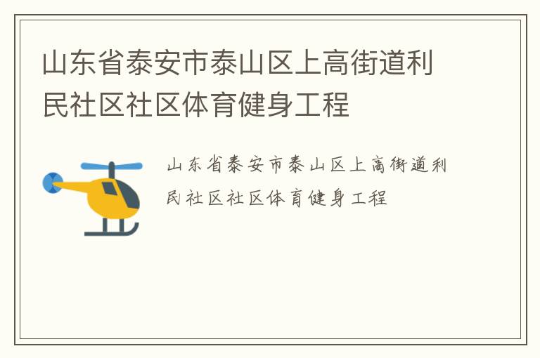 山东省泰安市泰山区上高街道利民社区社区体育健身工程