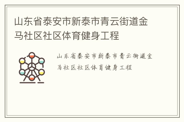 山东省泰安市新泰市青云街道金马社区社区体育健身工程