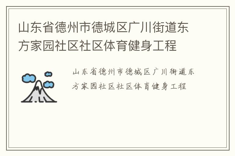 山东省德州市德城区广川街道东方家园社区社区体育健身工程