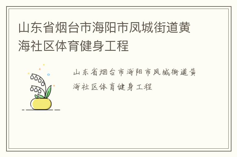 山东省烟台市海阳市凤城街道黄海社区体育健身工程