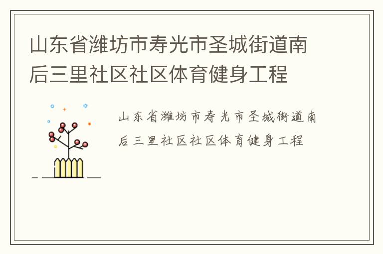山东省潍坊市寿光市圣城街道南后三里社区社区体育健身工程