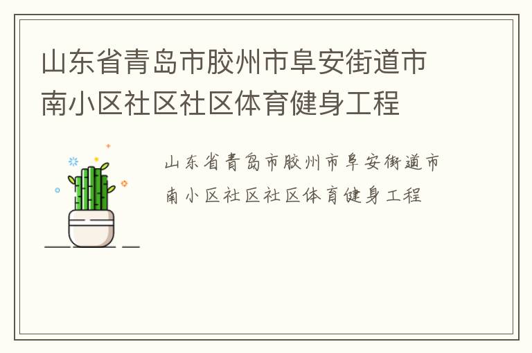山东省青岛市胶州市阜安街道市南小区社区社区体育健身工程