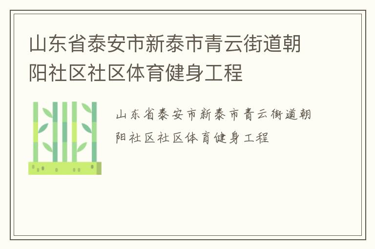 山东省泰安市新泰市青云街道朝阳社区社区体育健身工程
