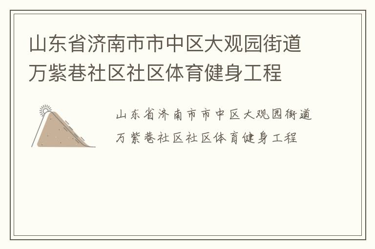 山东省济南市市中区大观园街道万紫巷社区社区体育健身工程