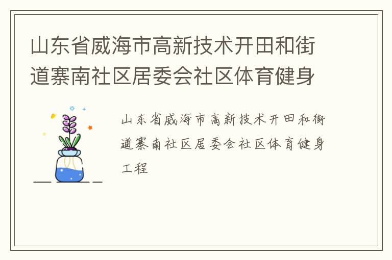 山东省威海市高新技术开田和街道寨南社区居委会社区体育健身工程