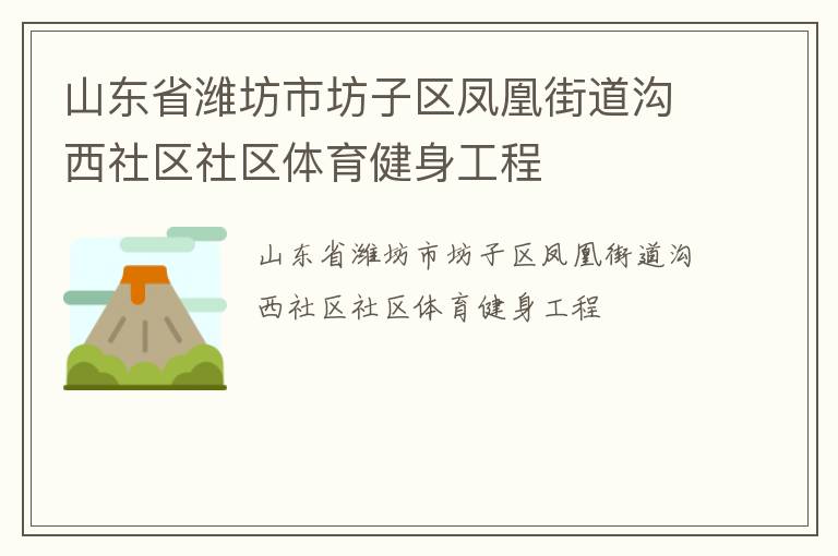 山东省潍坊市坊子区凤凰街道沟西社区社区体育健身工程