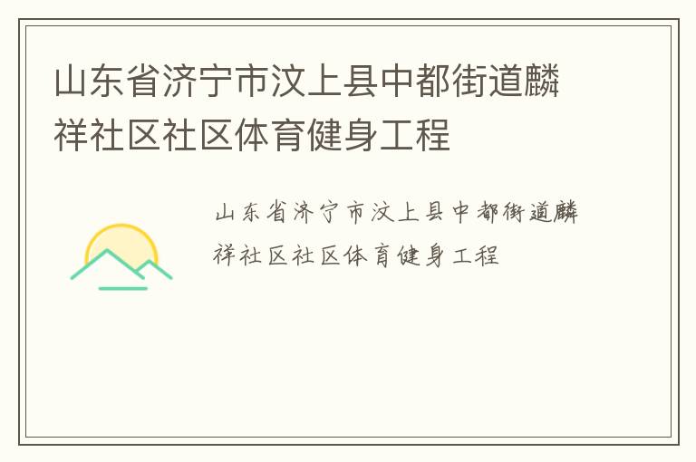 山东省济宁市汶上县中都街道麟祥社区社区体育健身工程