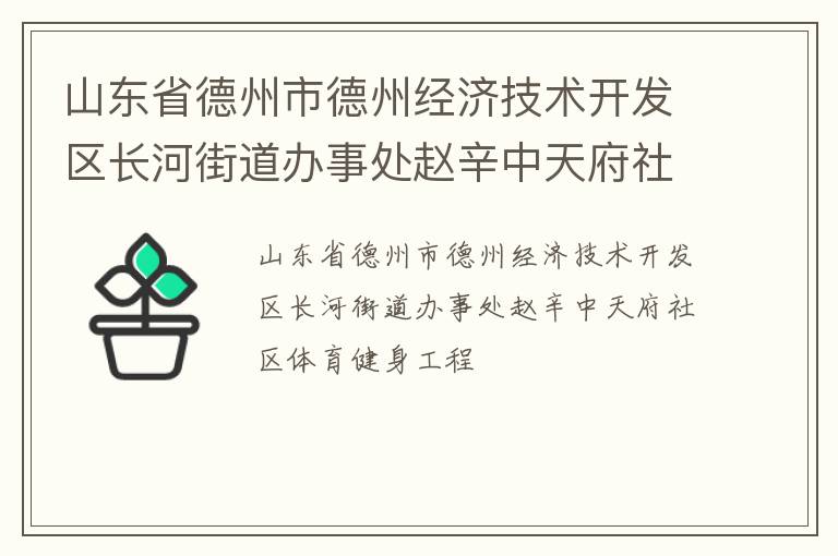 山东省德州市德州经济技术开发区长河街道办事处赵辛中天府社区体育健身工程