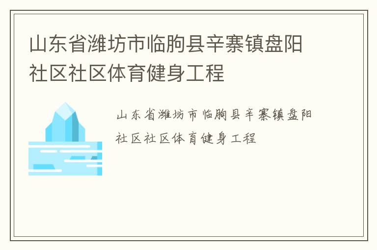 山东省潍坊市临朐县辛寨镇盘阳社区社区体育健身工程