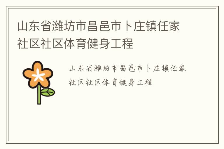 山东省潍坊市昌邑市卜庄镇任家社区社区体育健身工程