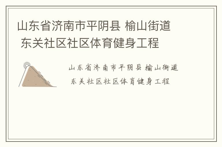 山东省济南市平阴县 榆山街道  东关社区社区体育健身工程