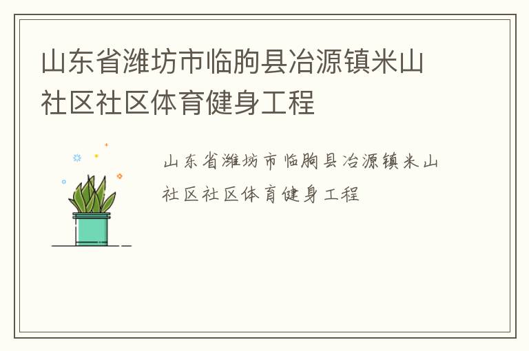 山东省潍坊市临朐县冶源镇米山社区社区体育健身工程