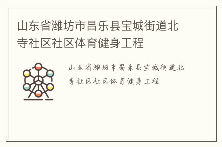 山东省潍坊市昌乐县宝城街道北寺社区社区体育健身工程