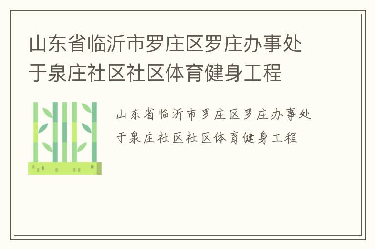 山东省临沂市罗庄区罗庄办事处于泉庄社区社区体育健身工程