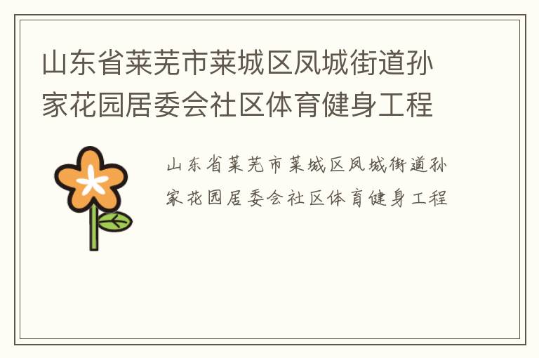 山东省莱芜市莱城区凤城街道孙家花园居委会社区体育健身工程