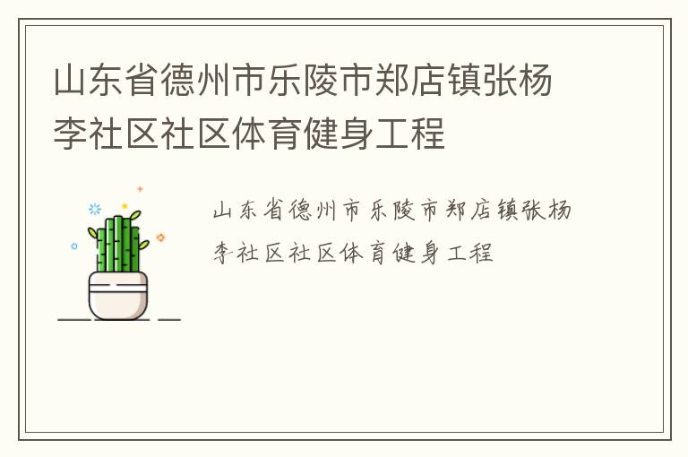 山东省德州市乐陵市郑店镇张杨李社区社区体育健身工程