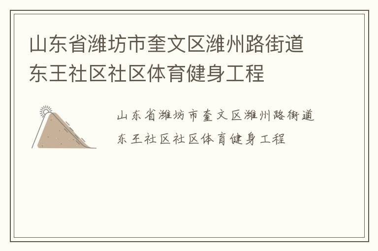 山东省潍坊市奎文区潍州路街道东王社区社区体育健身工程