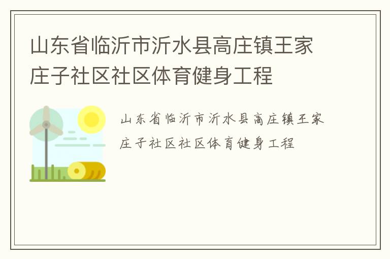 山东省临沂市沂水县高庄镇王家庄子社区社区体育健身工程