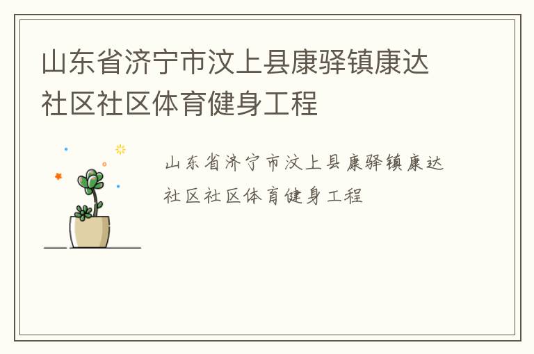 山东省济宁市汶上县康驿镇康达社区社区体育健身工程