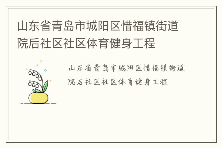 山东省青岛市城阳区惜福镇街道院后社区社区体育健身工程