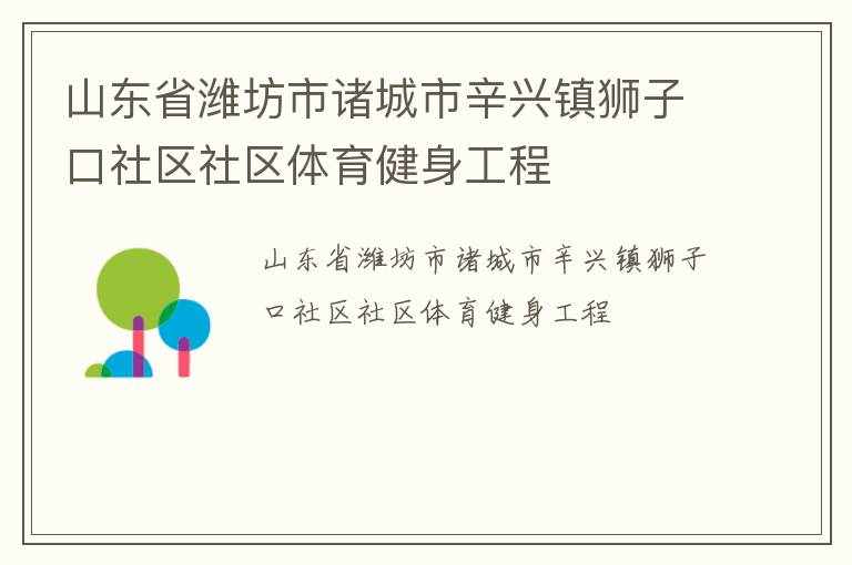 山东省潍坊市诸城市辛兴镇狮子口社区社区体育健身工程