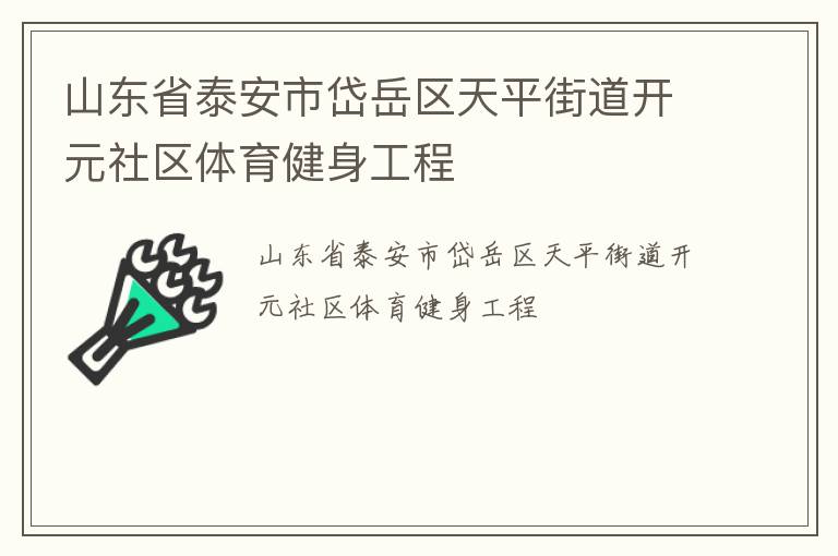 山东省泰安市岱岳区天平街道开元社区体育健身工程