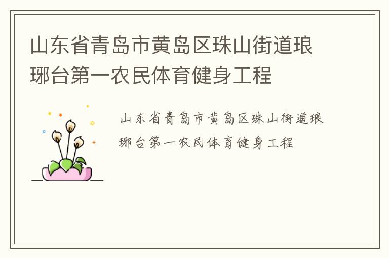 山东省青岛市黄岛区珠山街道琅琊台第一农民体育健身工程