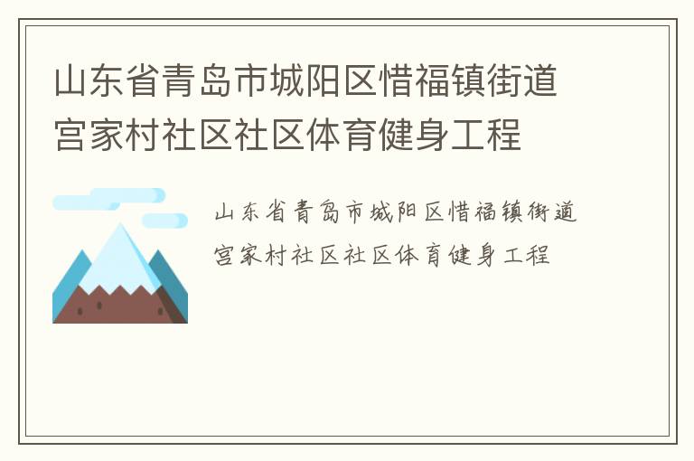 山东省青岛市城阳区惜福镇街道宫家村社区社区体育健身工程
