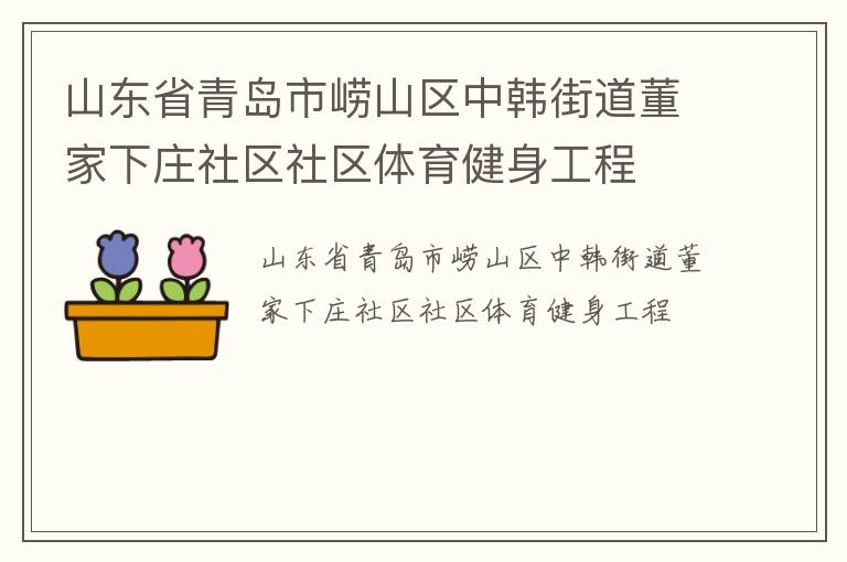 山东省青岛市崂山区中韩街道董家下庄社区社区体育健身工程