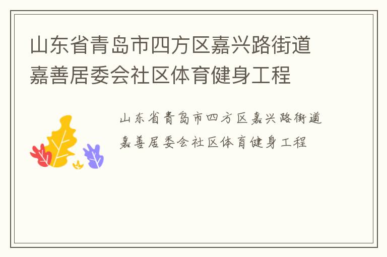 山东省青岛市四方区嘉兴路街道嘉善居委会社区体育健身工程