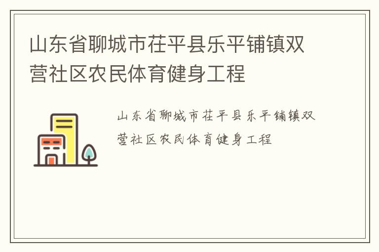 山东省聊城市茌平县乐平铺镇双营社区农民体育健身工程