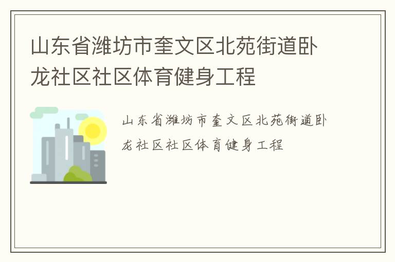 山东省潍坊市奎文区北苑街道卧龙社区社区体育健身工程