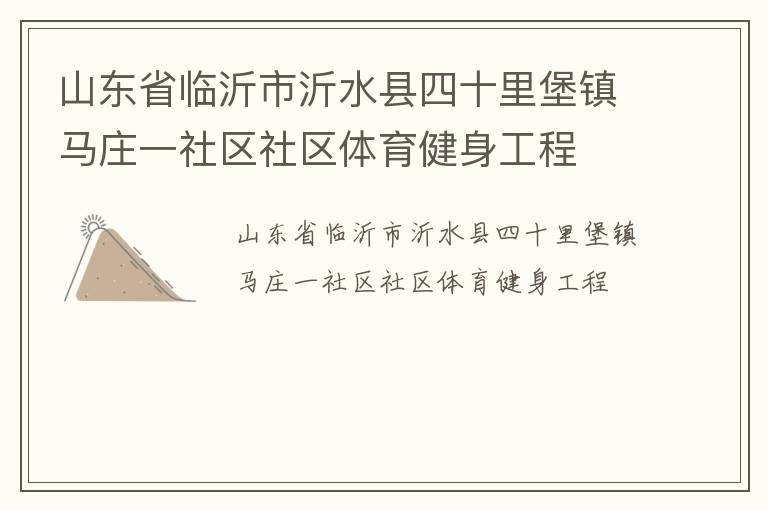 山东省临沂市沂水县四十里堡镇马庄一社区社区体育健身工程