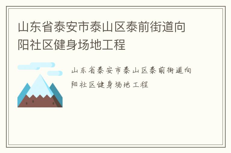 山东省泰安市泰山区泰前街道向阳社区健身场地工程
