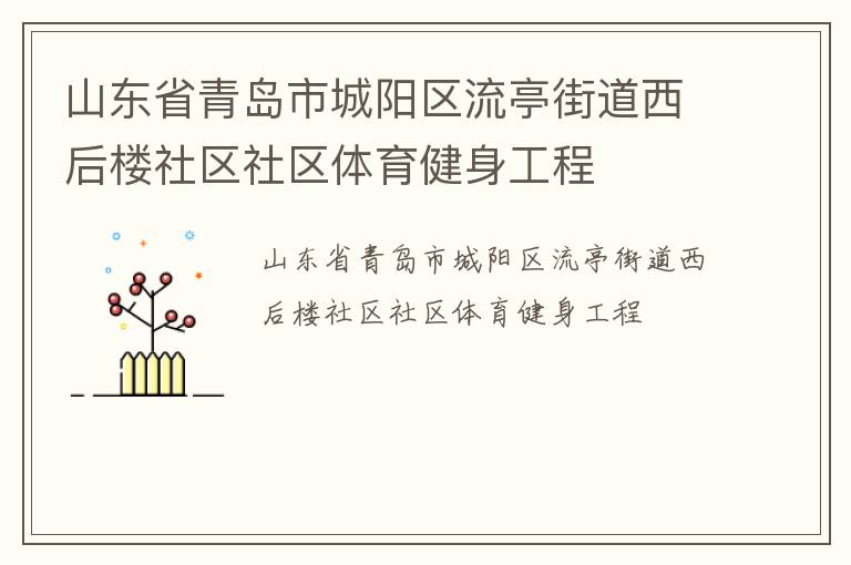 山东省青岛市城阳区流亭街道西后楼社区社区体育健身工程