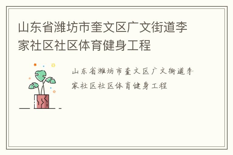 山东省潍坊市奎文区广文街道李家社区社区体育健身工程