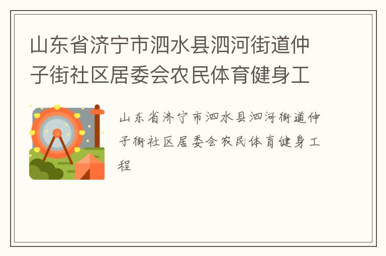 山东省济宁市泗水县泗河街道仲子街社区居委会农民体育健身工程