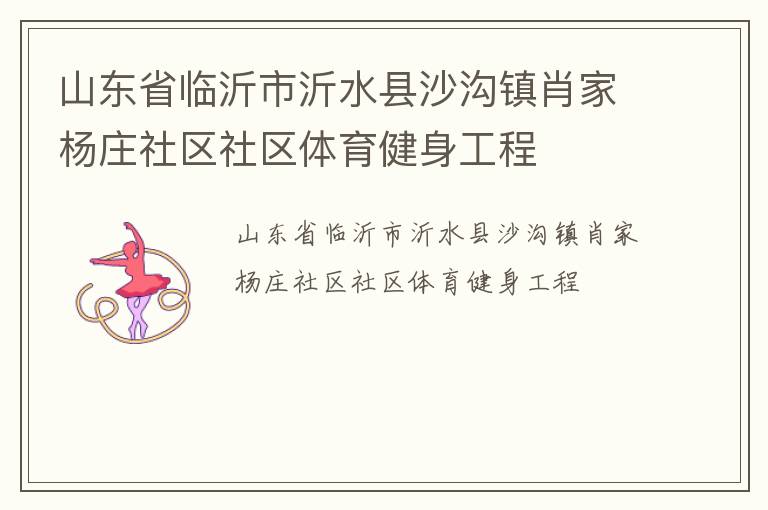 山东省临沂市沂水县沙沟镇肖家杨庄社区社区体育健身工程
