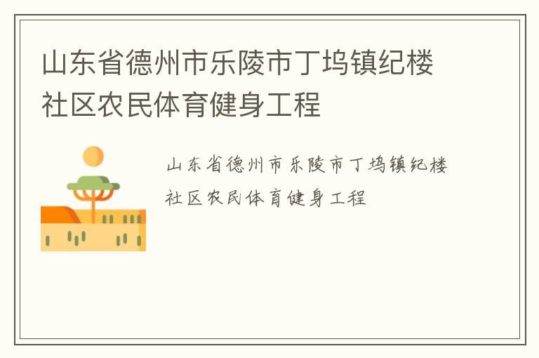 山东省德州市乐陵市丁坞镇纪楼社区农民体育健身工程