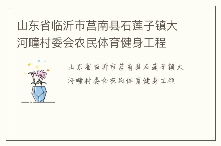 山东省临沂市莒南县石莲子镇大河疃村委会农民体育健身工程